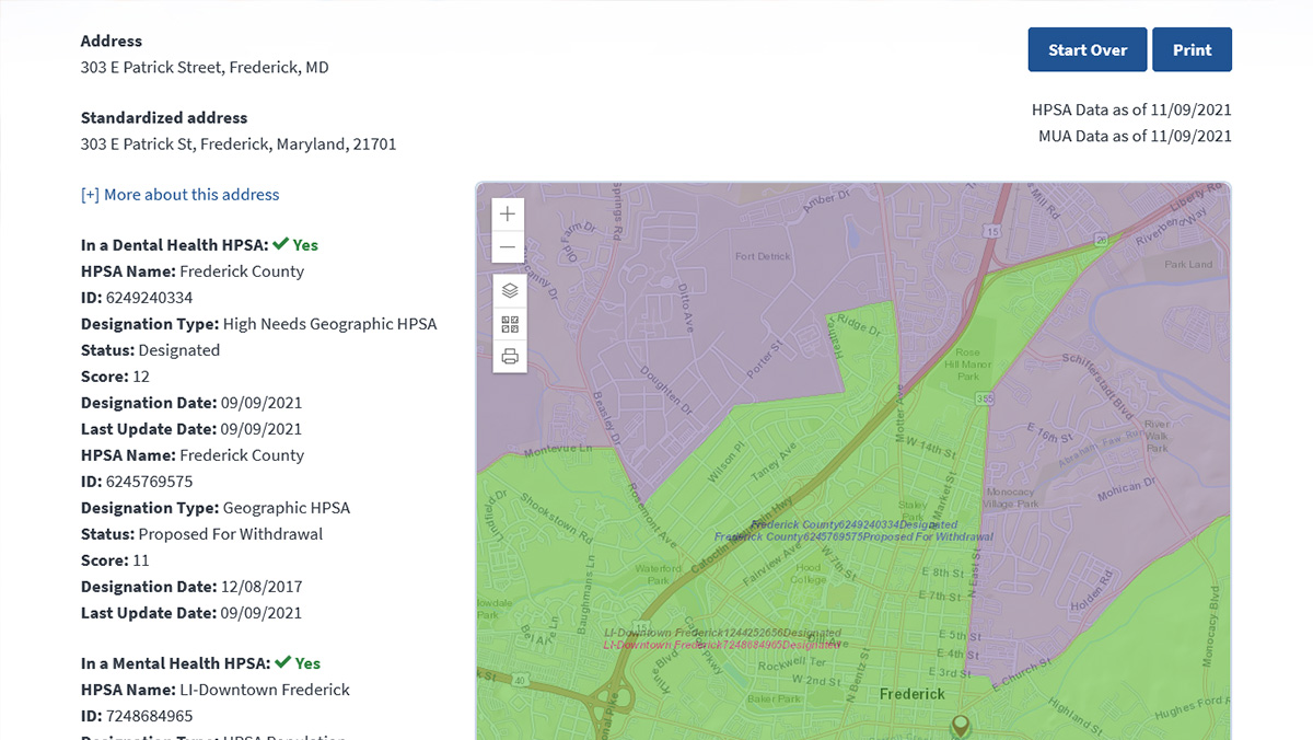 Find Shortage Areas by Address